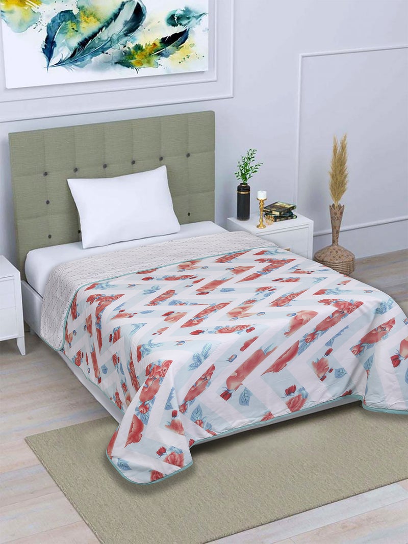 Beige Cotton Reversible Dohar Blanket for Single Bed